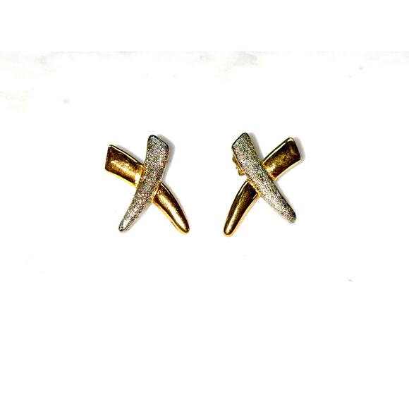 Unbranded Jewelry - Vintage Sterling Silver Gold Plated X Crossover Post Earrings